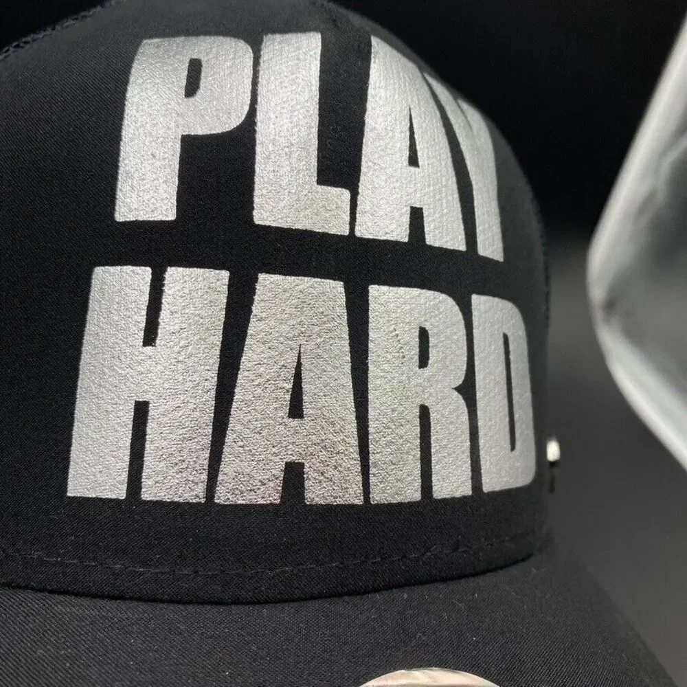 NEW Apana Yoga Play Hard Cap Hat Snapback Trucker‎ NWT Black Fitness